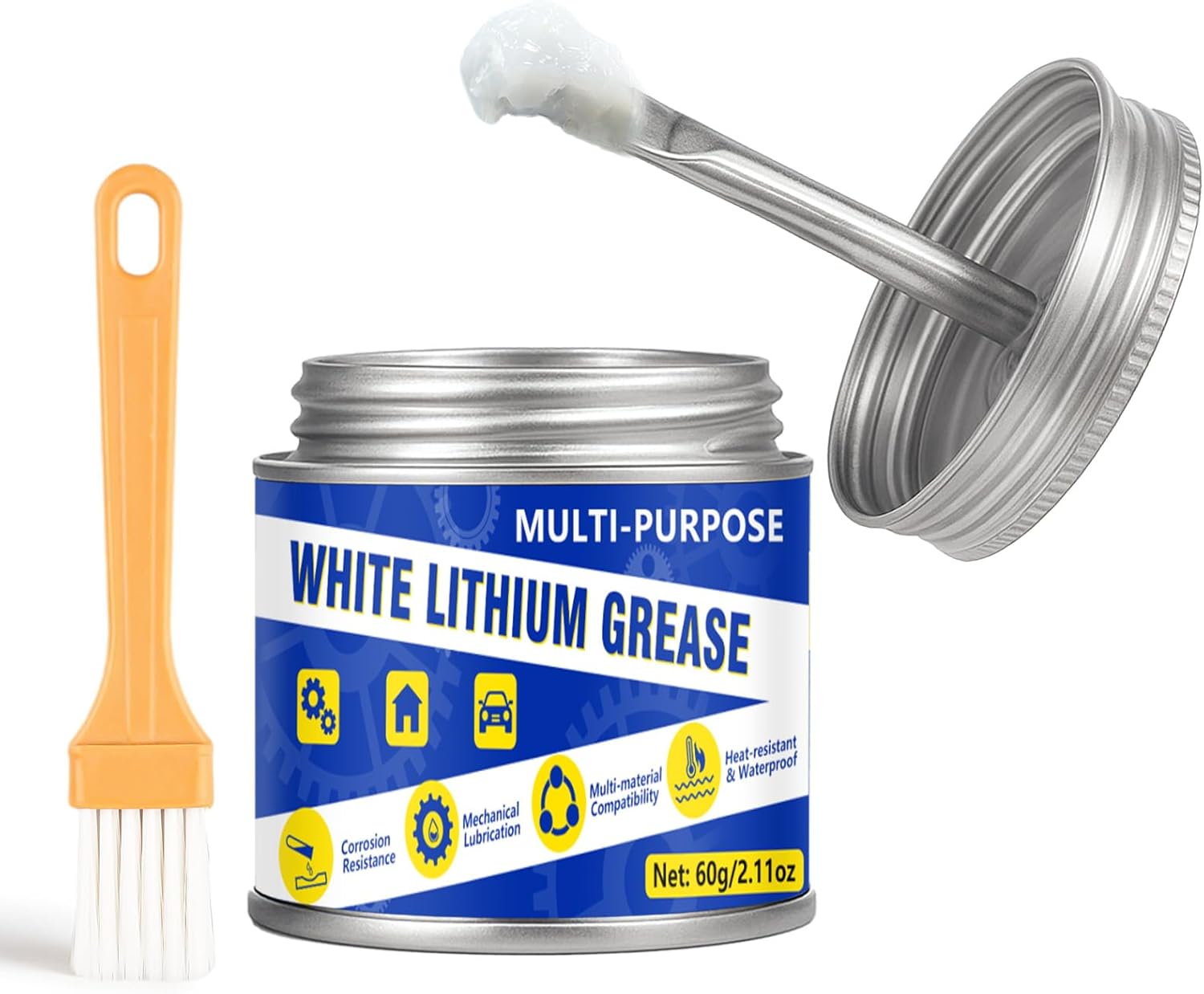 Bellisinno white lithium grease 60ml front view with brush