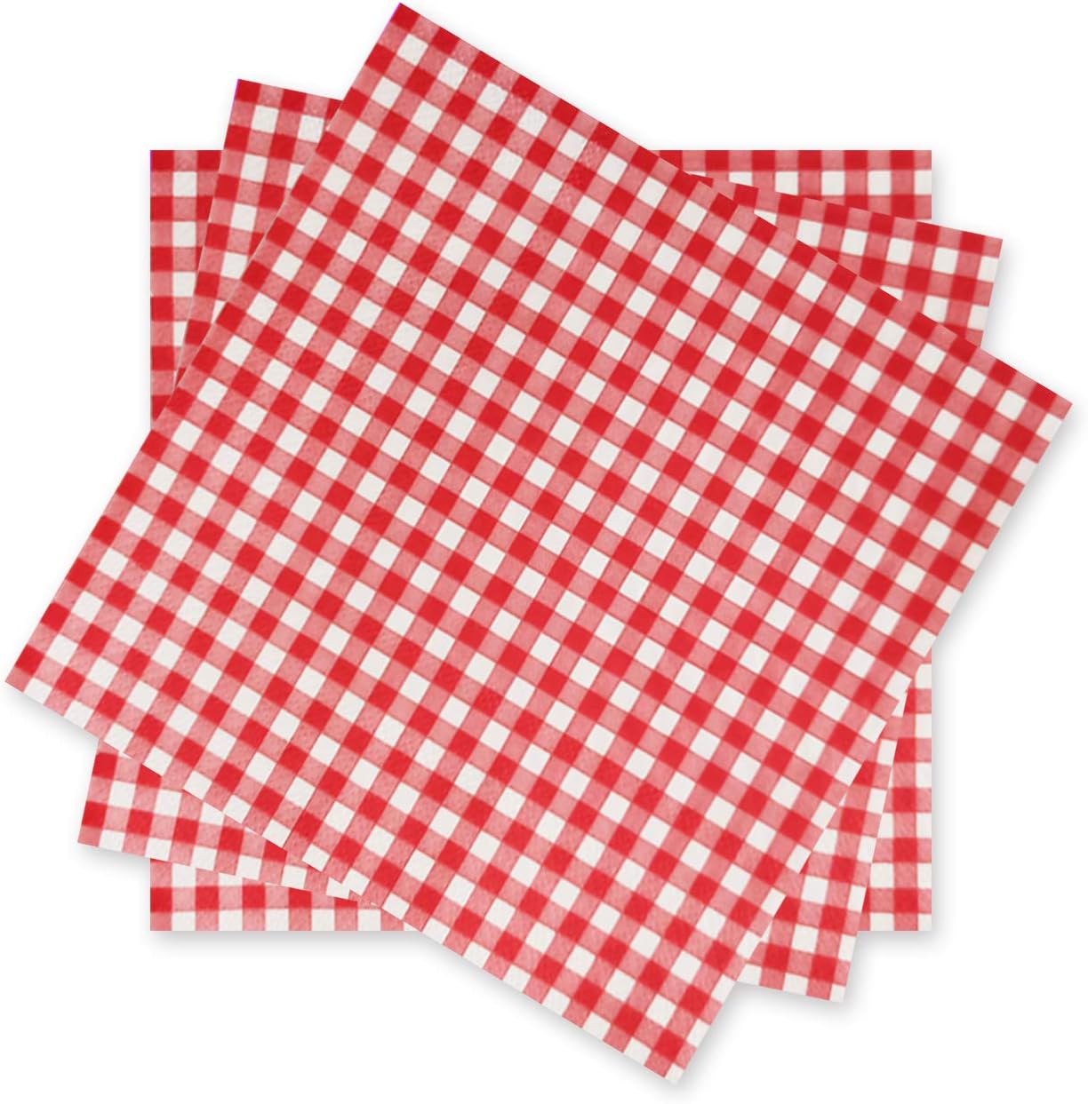 Gatherfun red and white gingham paper napkins front view for picnic decor.