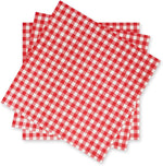 Gatherfun red and white gingham paper napkins front view for picnic decor.