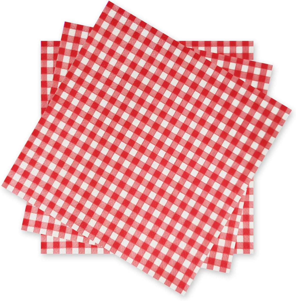 Gatherfun red and white gingham paper napkins front view for picnic decor.