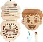 Pambo baby tooth fairy keepsake box wooden boy design front view