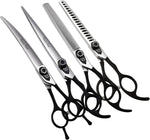 7.0'' Professional Dog Grooming Scissors Set with Black Non-Slip Handle 440C Stainless Steel Straight Thinning Curved Chunker Shears 4pcs Set for Pet Grooming Services - Image 10