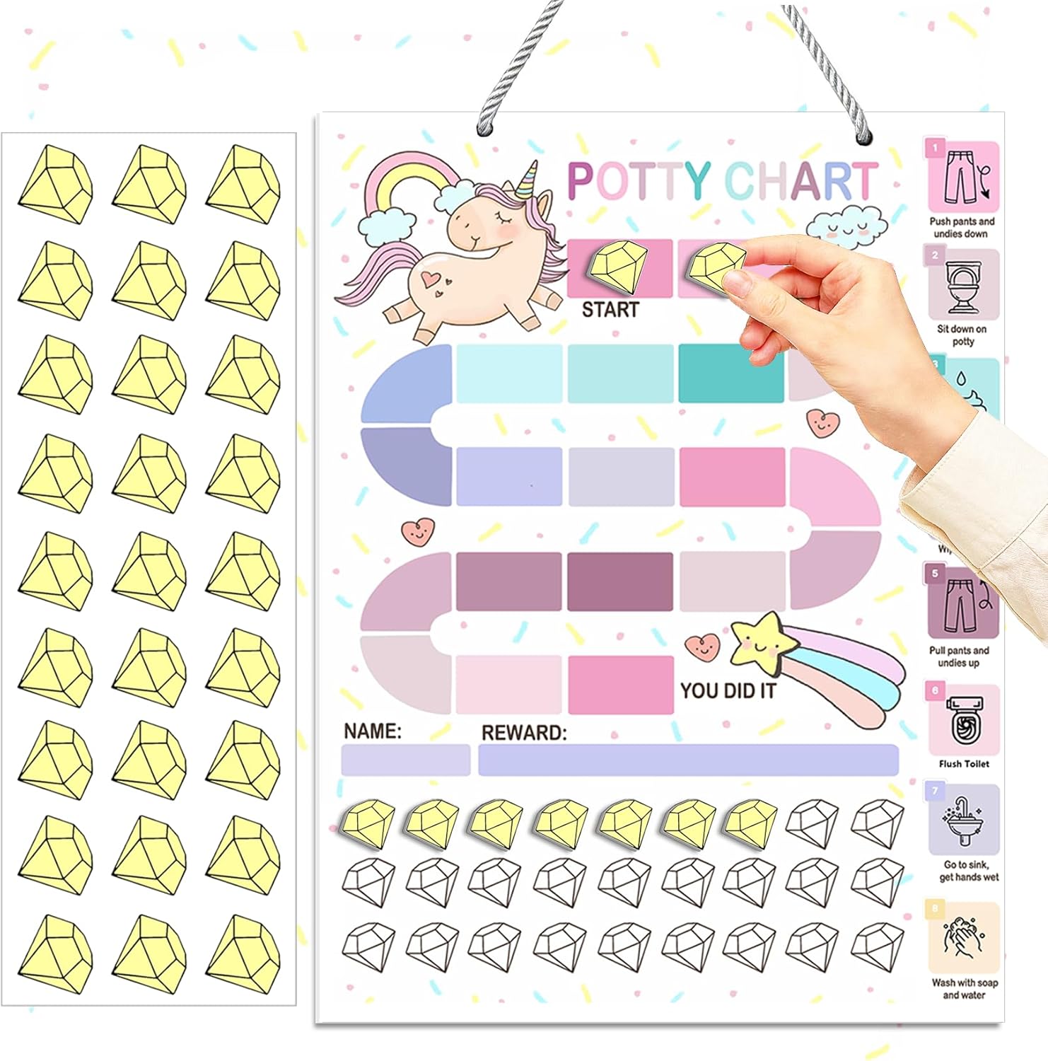 Boqon reusable magnetic potty training chart front view