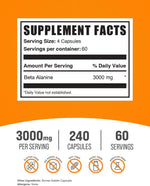 BulkSupplements Beta Alanine 3000mg serving size and supplement facts label