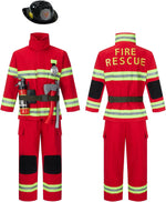 Firefighter Costume for Kids,Boys Fireman Costume with Toys 8 Pcs | Firefighter Costume with Helmet Fire Extinguisher Set,Kids Firefighter Outfit for Halloween Party Career Day Role Play - Image 9