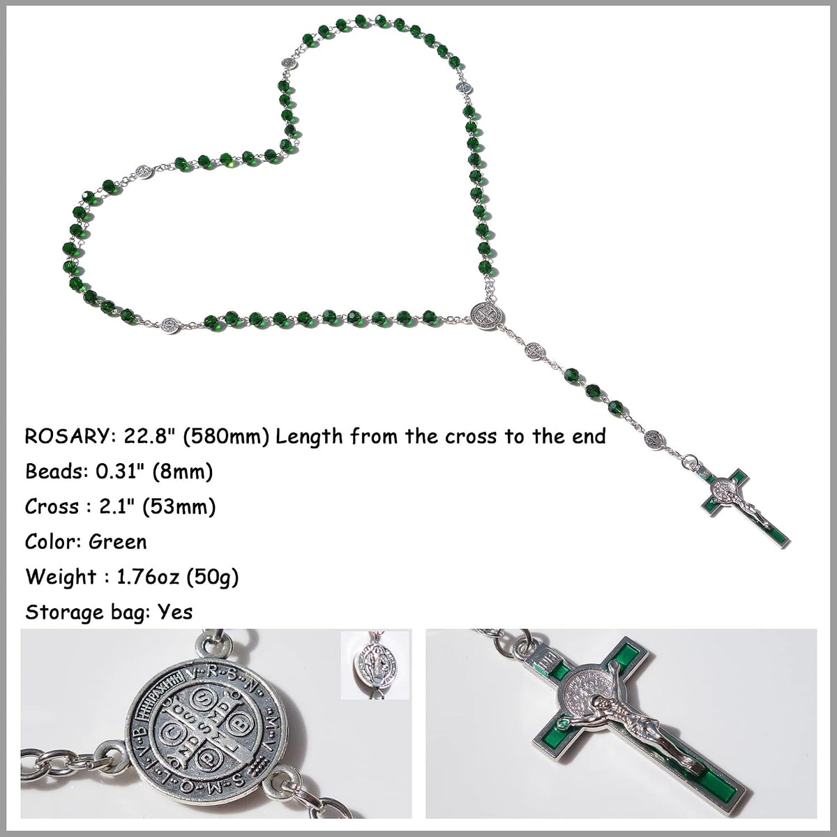 Center junction showing the Saint Benedict medal details
