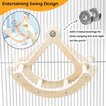 Jevnd parakeet rocking swing close up highlighting the premium natural wood finish