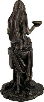 Close up of Veronese Design Pythia statue facial features and laurel branch