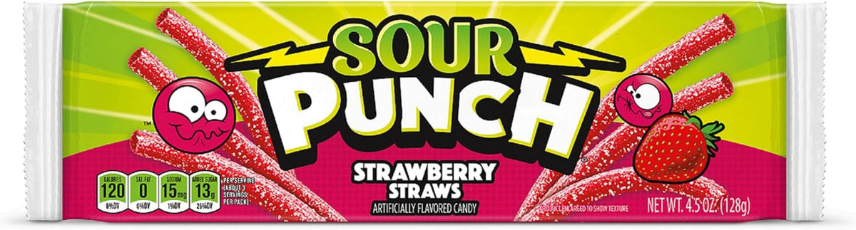 Sour Punch Straws, Sweet & Sour Flavored Soft, Chewy Candy, Tray, Blue Raspberry, 48 Oz - Image 11