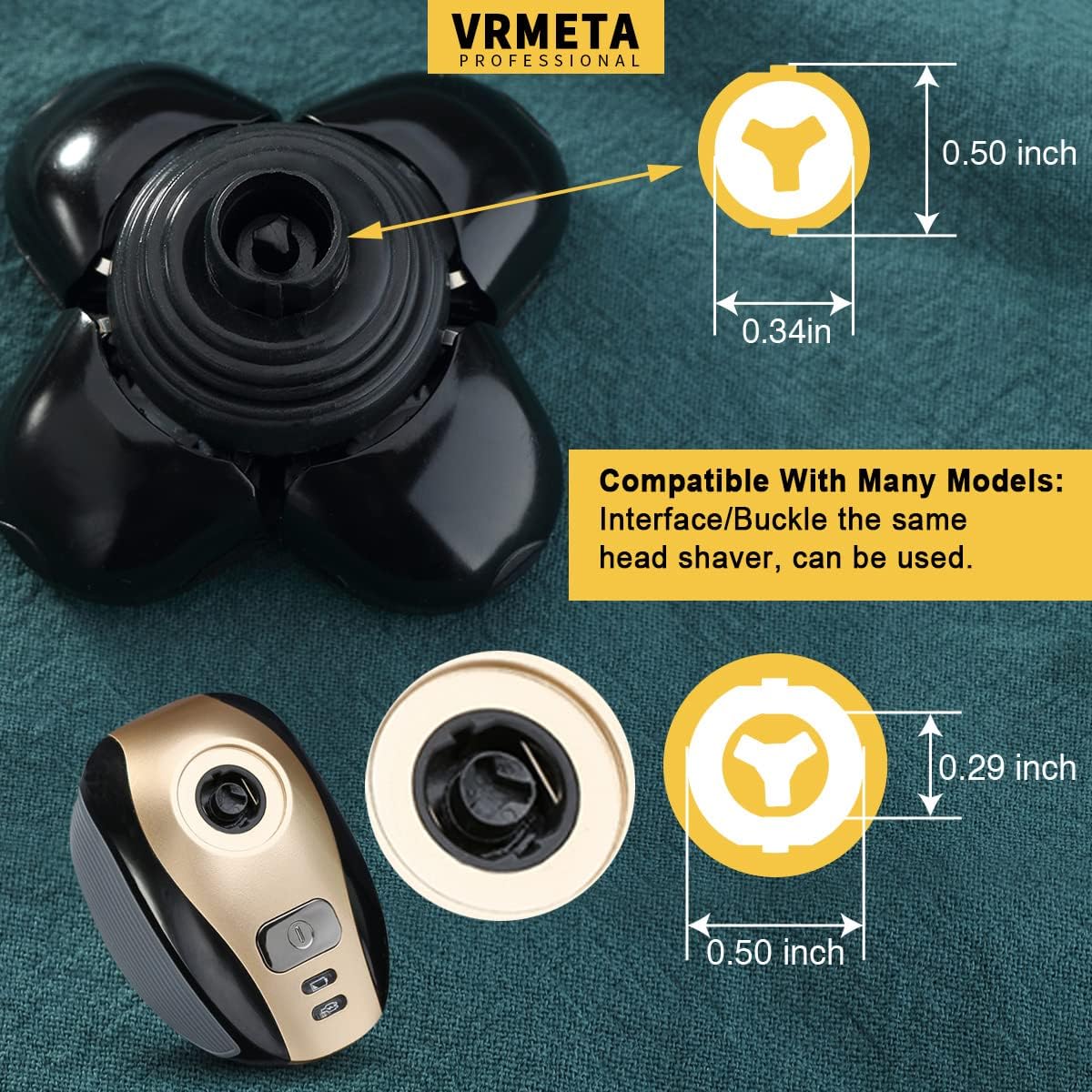VRMETA golden rotary shaver blades close up