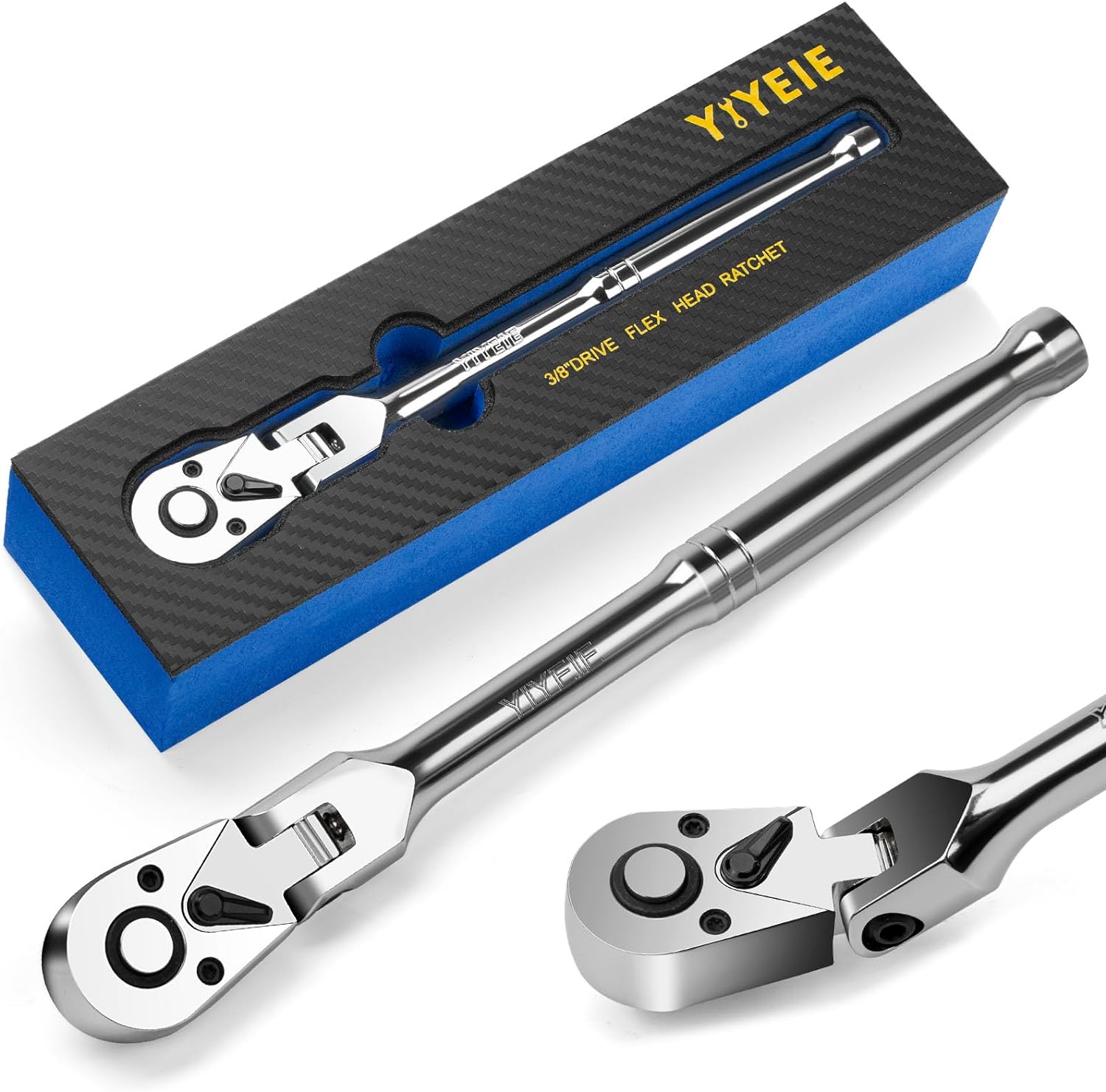 YIYEIE 3/8 inch drive flex head ratchet front view