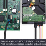 Close-up of straight 7-pin SATA connector pin layout