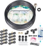 AbrirTrail patio misting system kit front view with tubing and brass nozzles