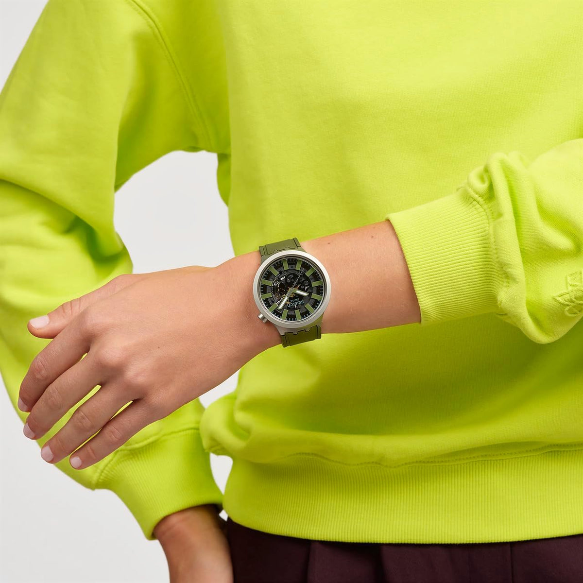 Swatch Big Bold Irony stainless steel case back view