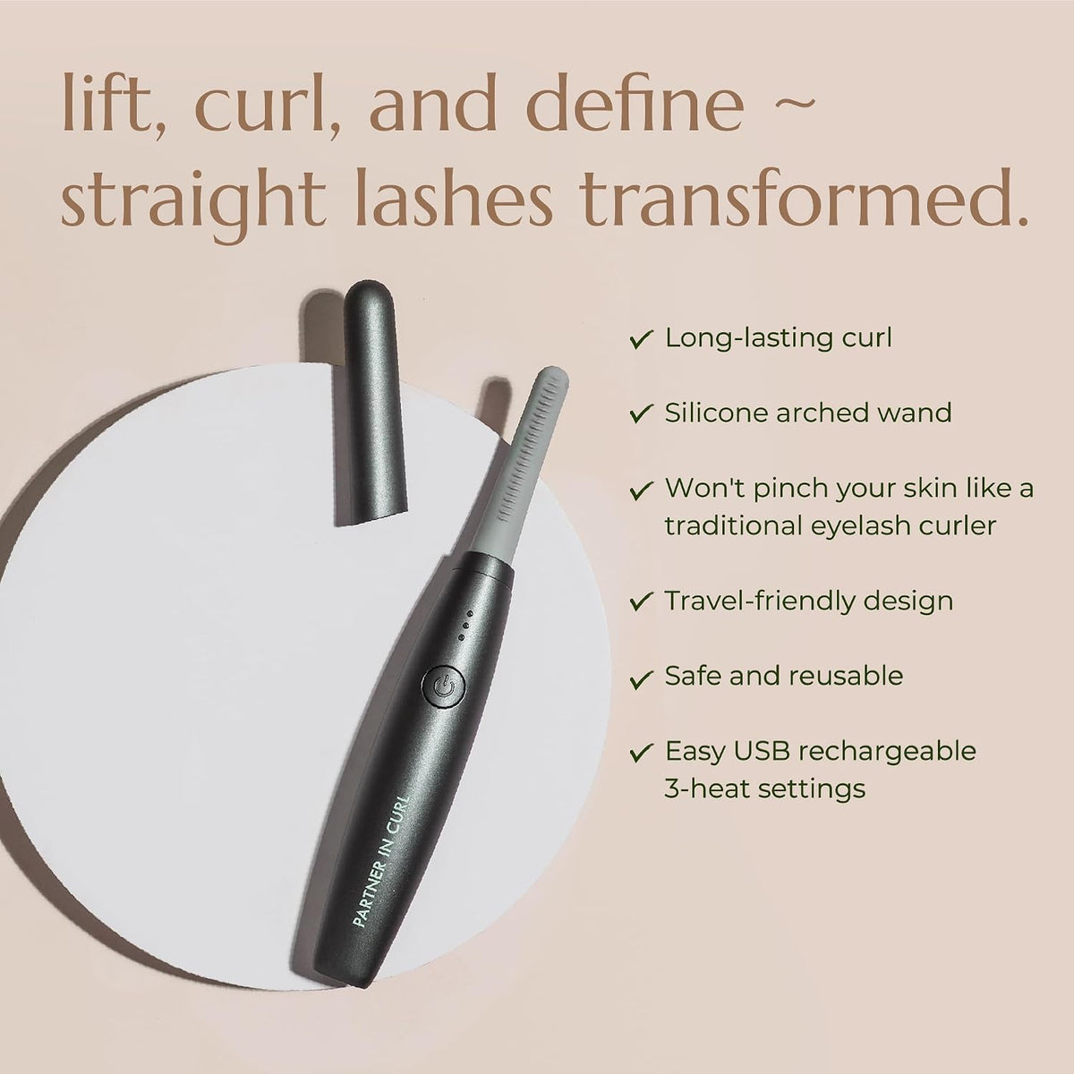 Chella heated eyelash curler silicone heating wand close up