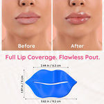 Model wearing a moisturizing collagen lip mask