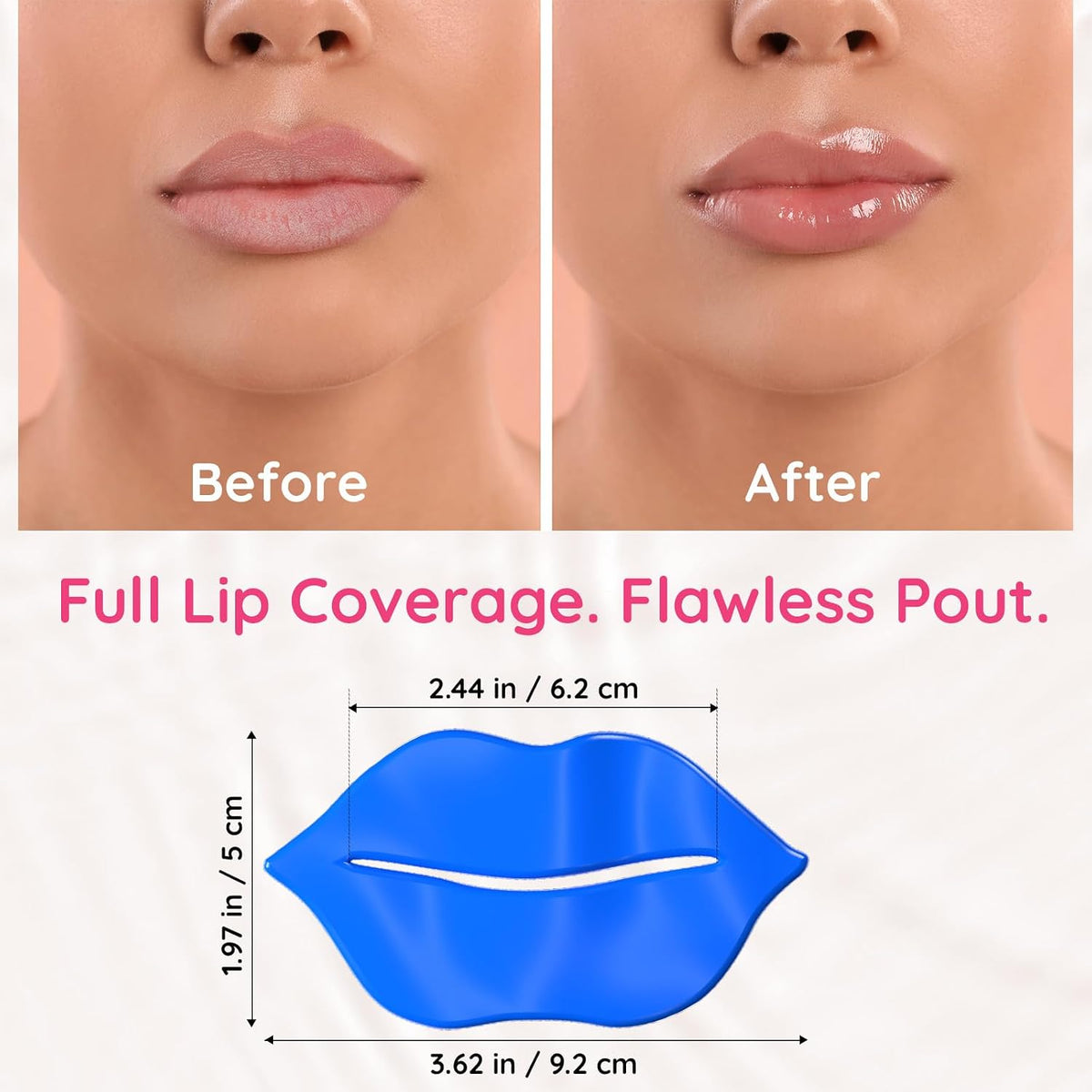 Model wearing a moisturizing collagen lip mask