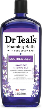 Dr Teals Foaming Bath Lavender 34 Fluid Ounce front view bottle for relaxing bubble bath
