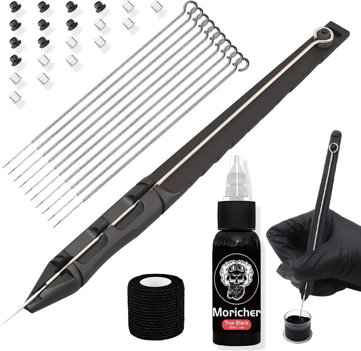 Moricher hand poke a stick tattoo kit front view tattoo tool