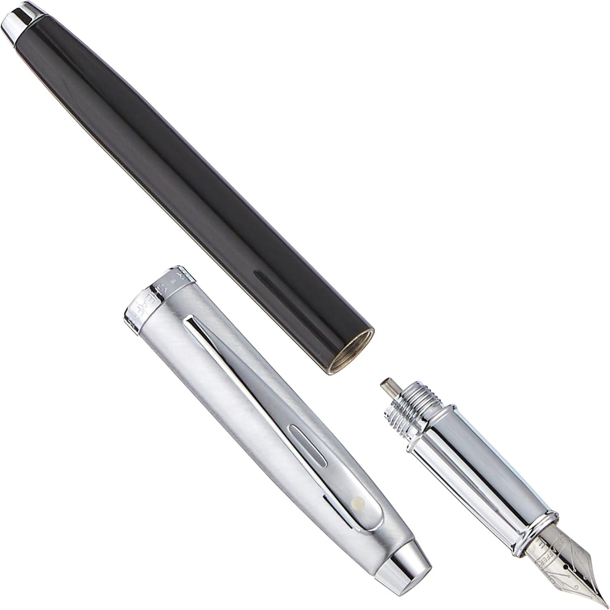 Sheaffer 100 fountain pen stainless steel fine nib close up