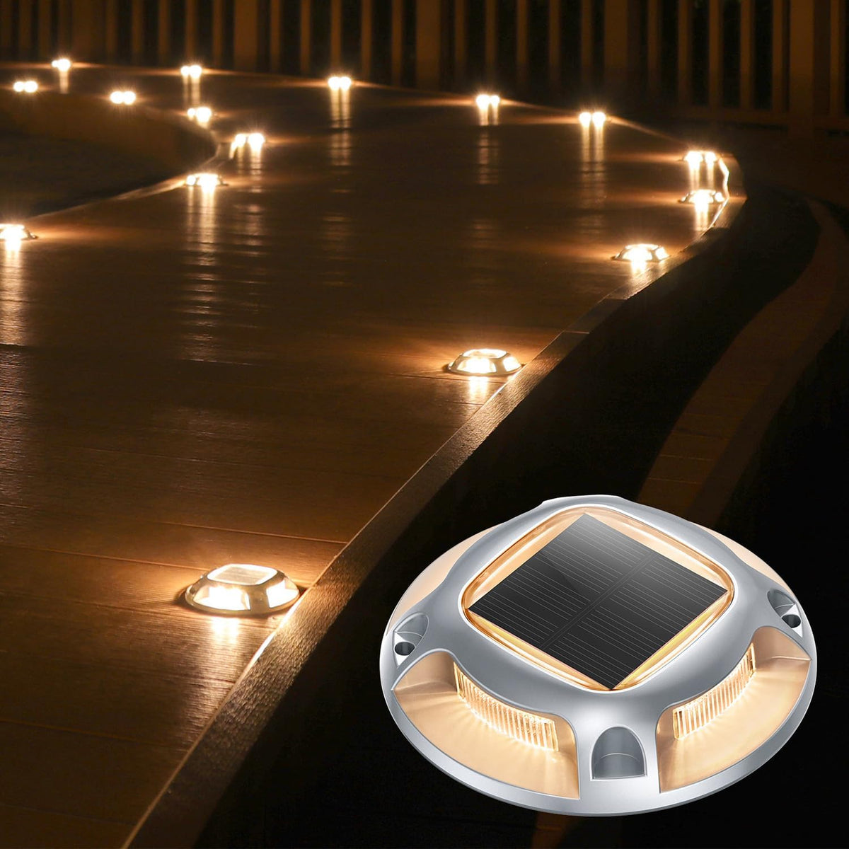 AGPTEK Solar Driveway Lights Outdoor 4 Pack, 2 Color Modes LED Deck Dock | Marine Waterproof Driveway Marker Lights for Step Sidewalk Stair Garden Pathway Walkway Yard (Warm White/Cool White) - Image 13