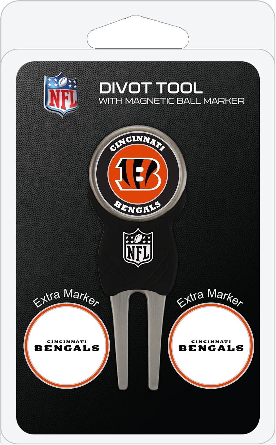 Team Golf NFL Cincinnati Bengals Divot Tool Pack with 3 Golf Ball Markers Divot Tool with 3 Golf Ball Markers Pack, Markers are Removable Magnetic Double-Sided Enamel - Image 13
