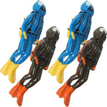 BESPORTBLE scuba diver figurines 4 piece set front view showing detailed miniature swimmer models for fish tank decoration.