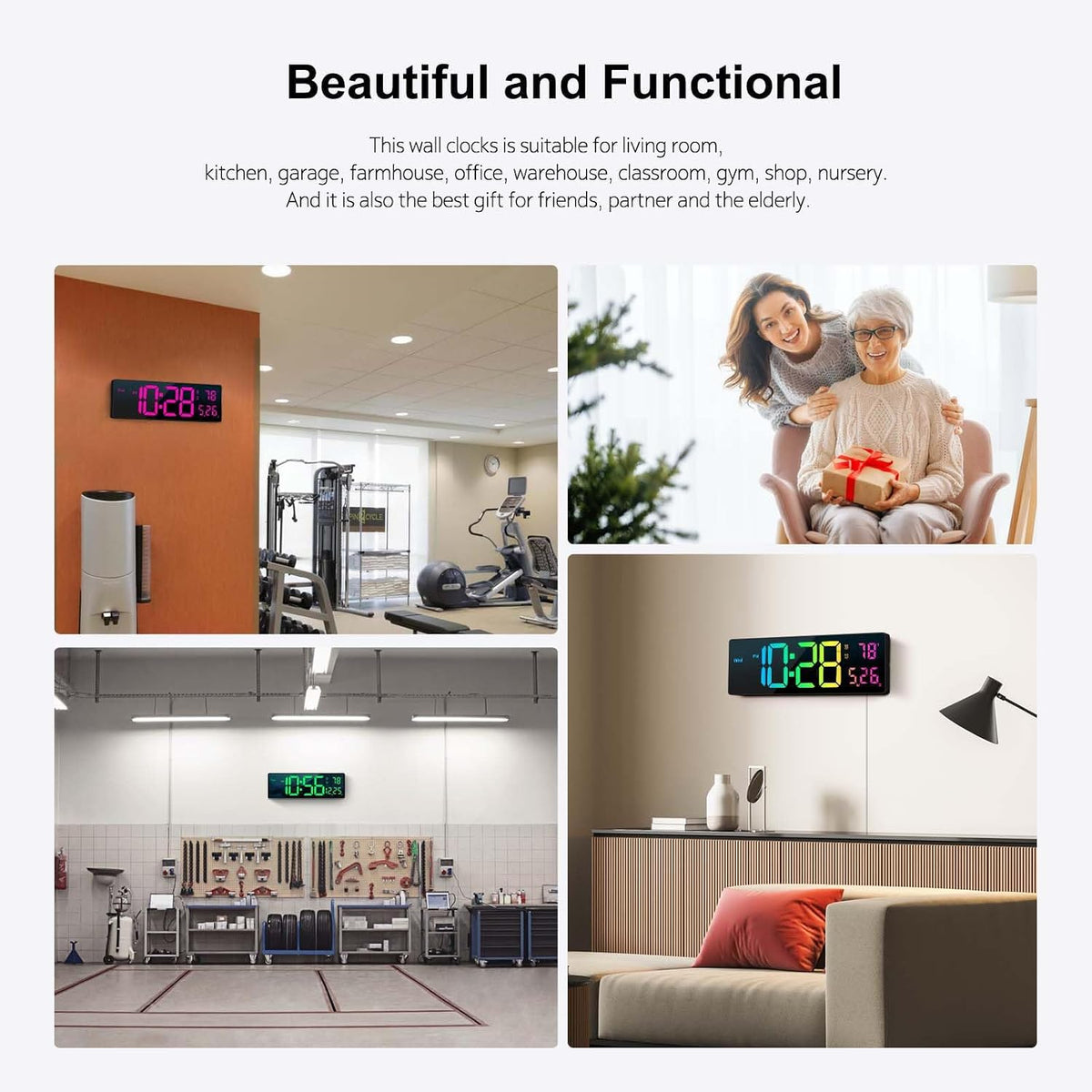 Hournor digital wall clock packaging and included accessories