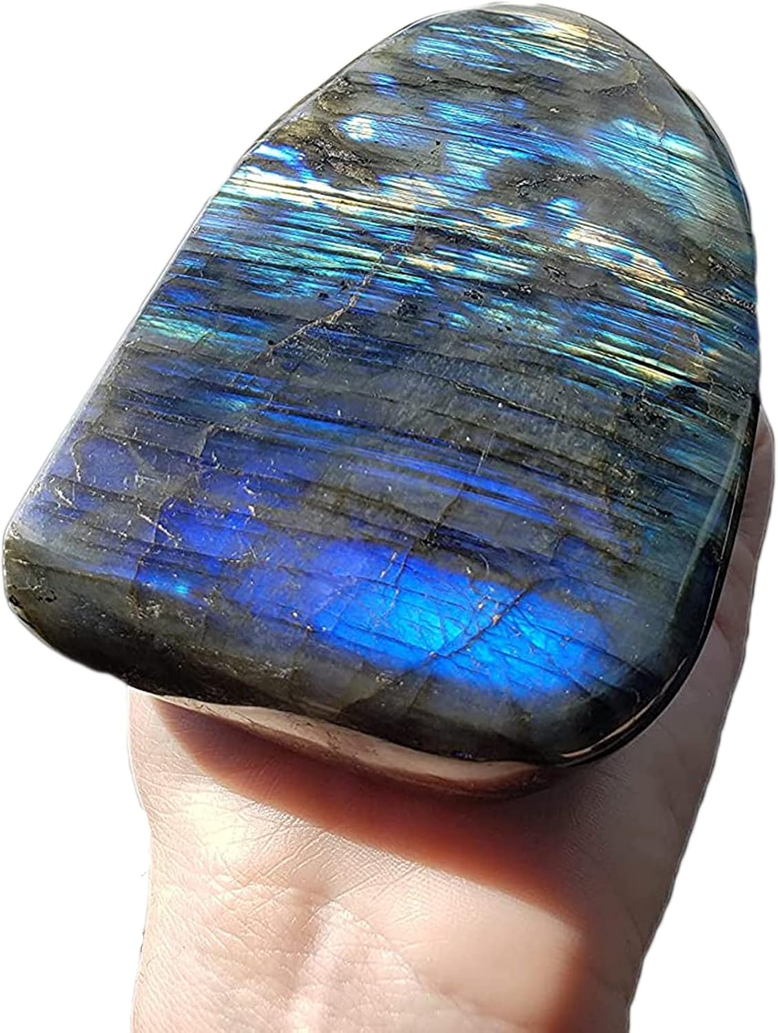 JIC Gem Class 1 Labradorite Polished Gemstone Healing Crystal Worry Palm Stone Crystal Reiki Stone for Anxiety Stress 0.8-1 lb - Image 12