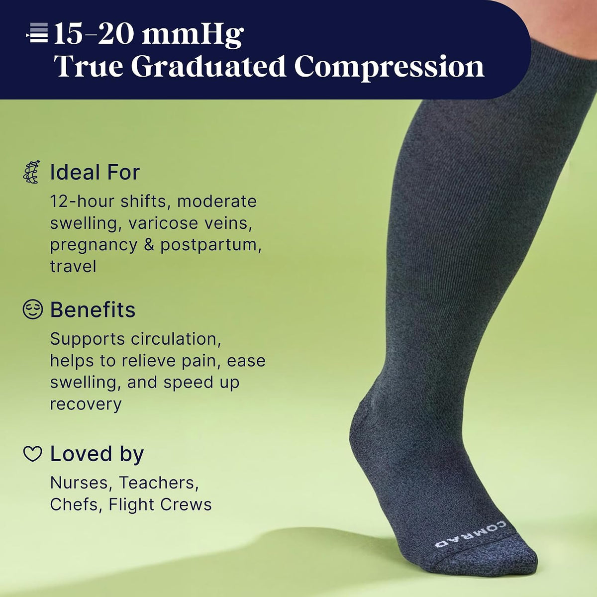 Comrad breathable athletic support socks stretch display