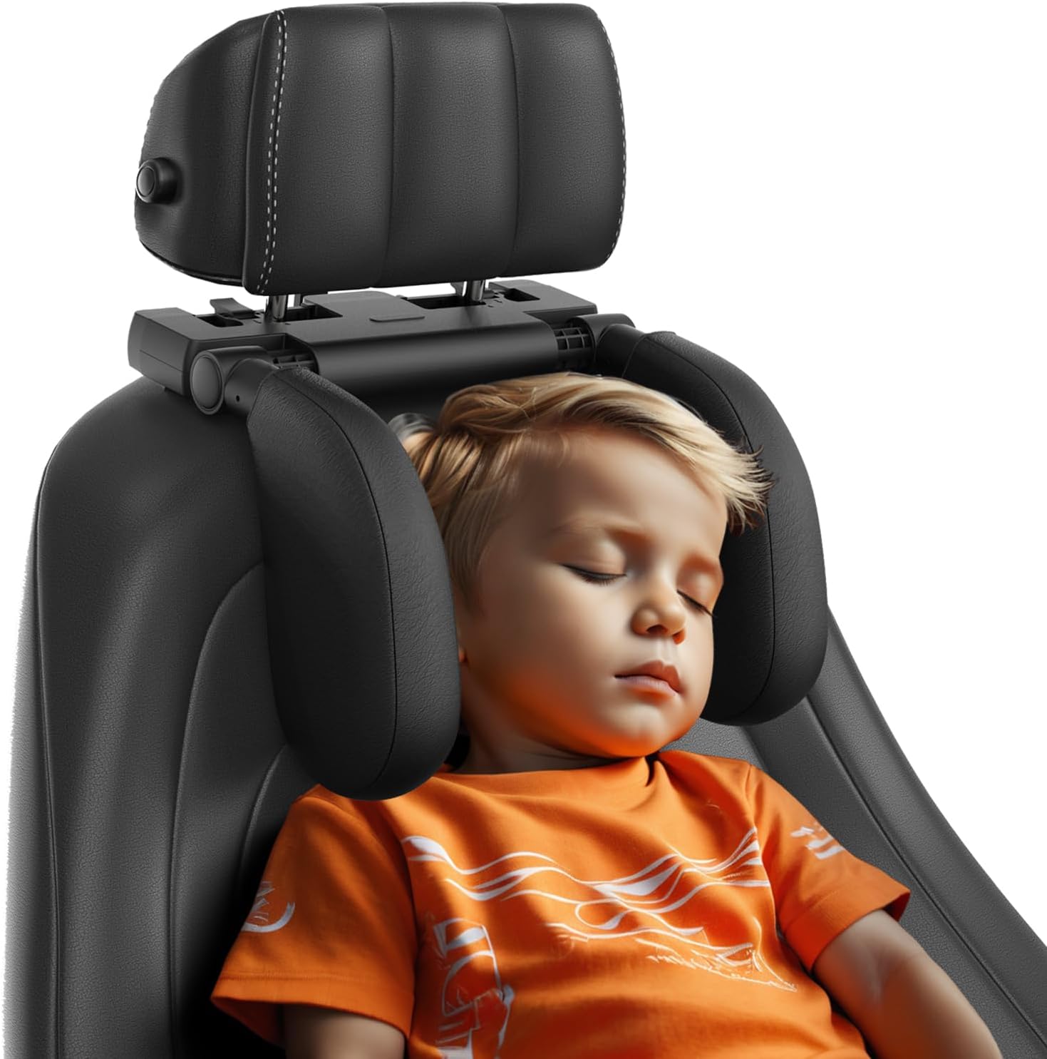 Zorunowa car headrest pillow showing front view of black memory foam lateral neck support pads attached to metal seat poles
