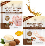 Bloomora moisturizing hand and foot mask set front view packaging