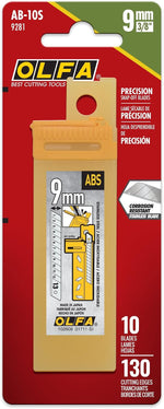 Olfa AB-10S replacement utility blades close-up of snap segments