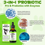 ALIVO liquid dog probiotic packaging highlighting key ingredients