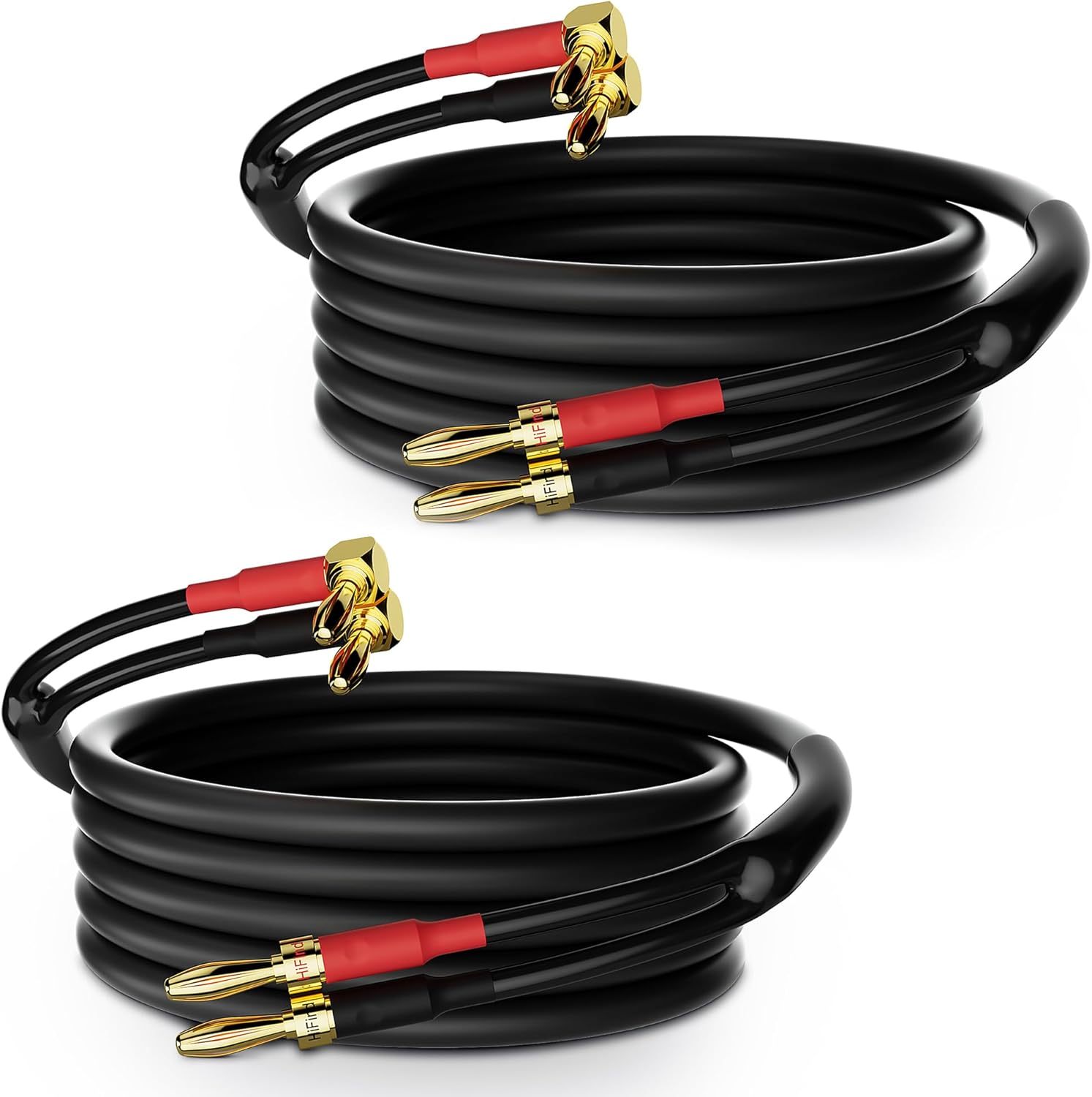HiFind 6ft speaker cable set with gold-plated banana plugs