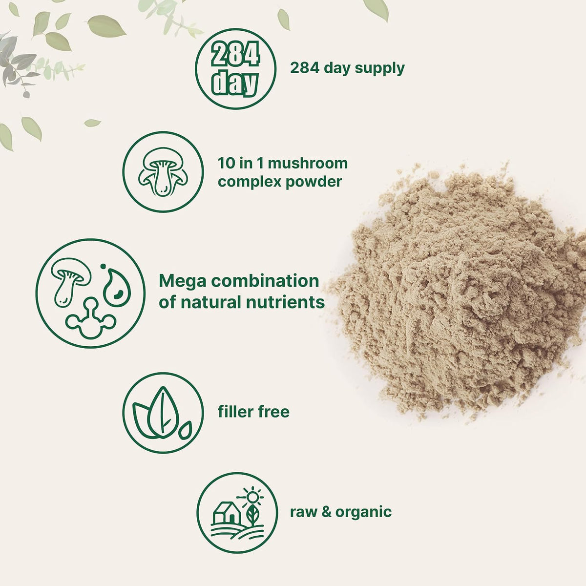 Micro Ingredients Organic Mega Mushroom Powder back label details