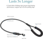 Drgxle heavy duty dual dog lead showing the embedded high brightness reflective safety stripes