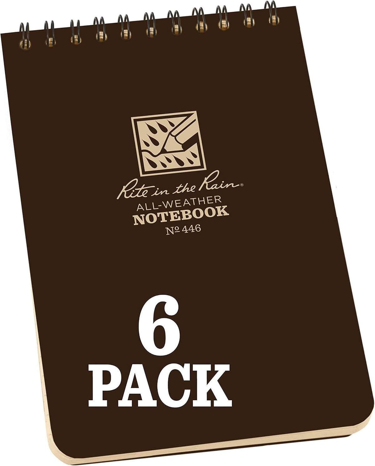 Rite in the Rain Weatherproof Top Spiral Notebook, 4" x 6", Tan Cover, Universal Pattern, 6 Pack (No. 946TL6) - Image 12