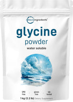 Micro Ingredients Glycine Powder package size comparison and dimensions