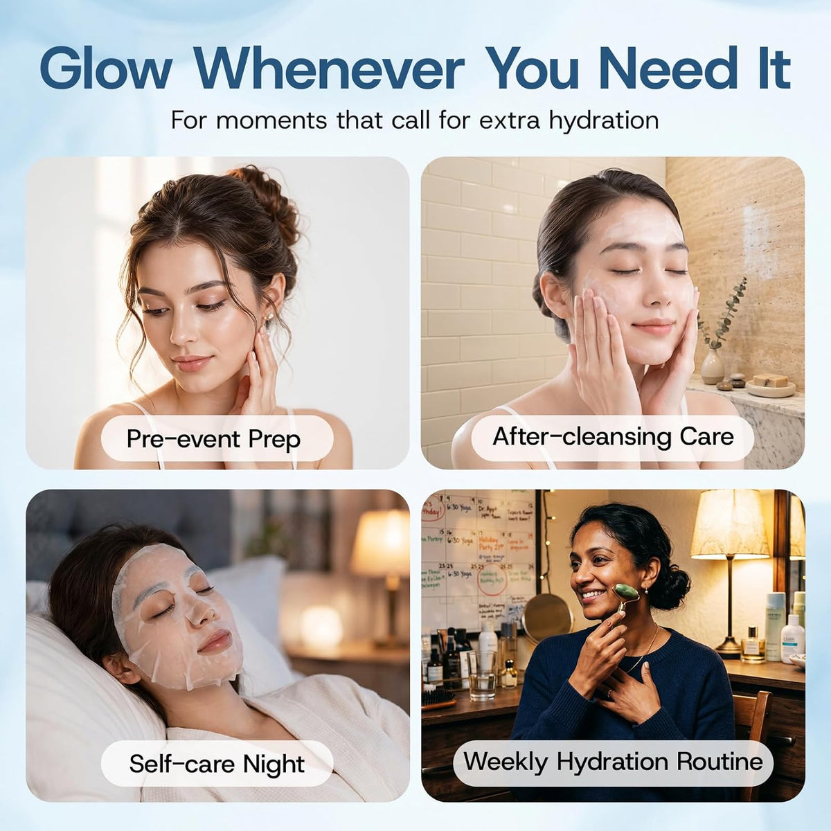 Bloomora PDRN face sheet mask serum drop demonstration