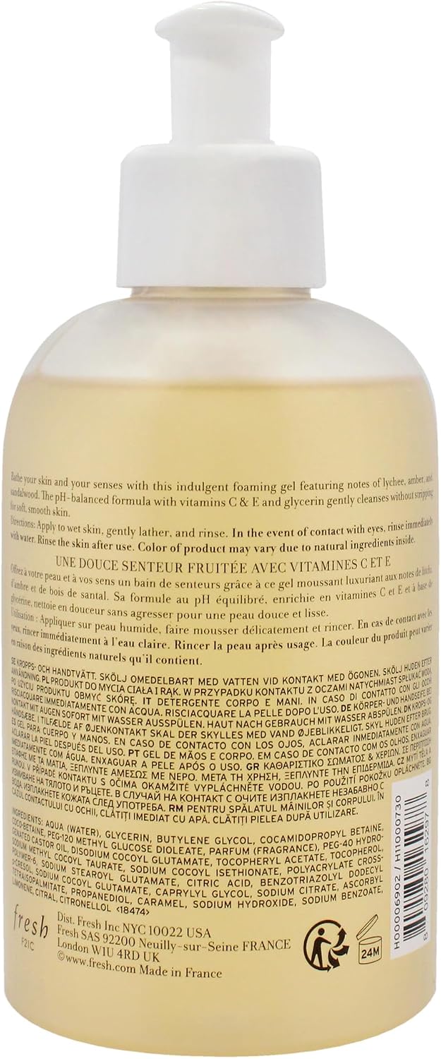 Fresh Sugar Lychee 10 fluid ounces cleanser pump dispenser close up