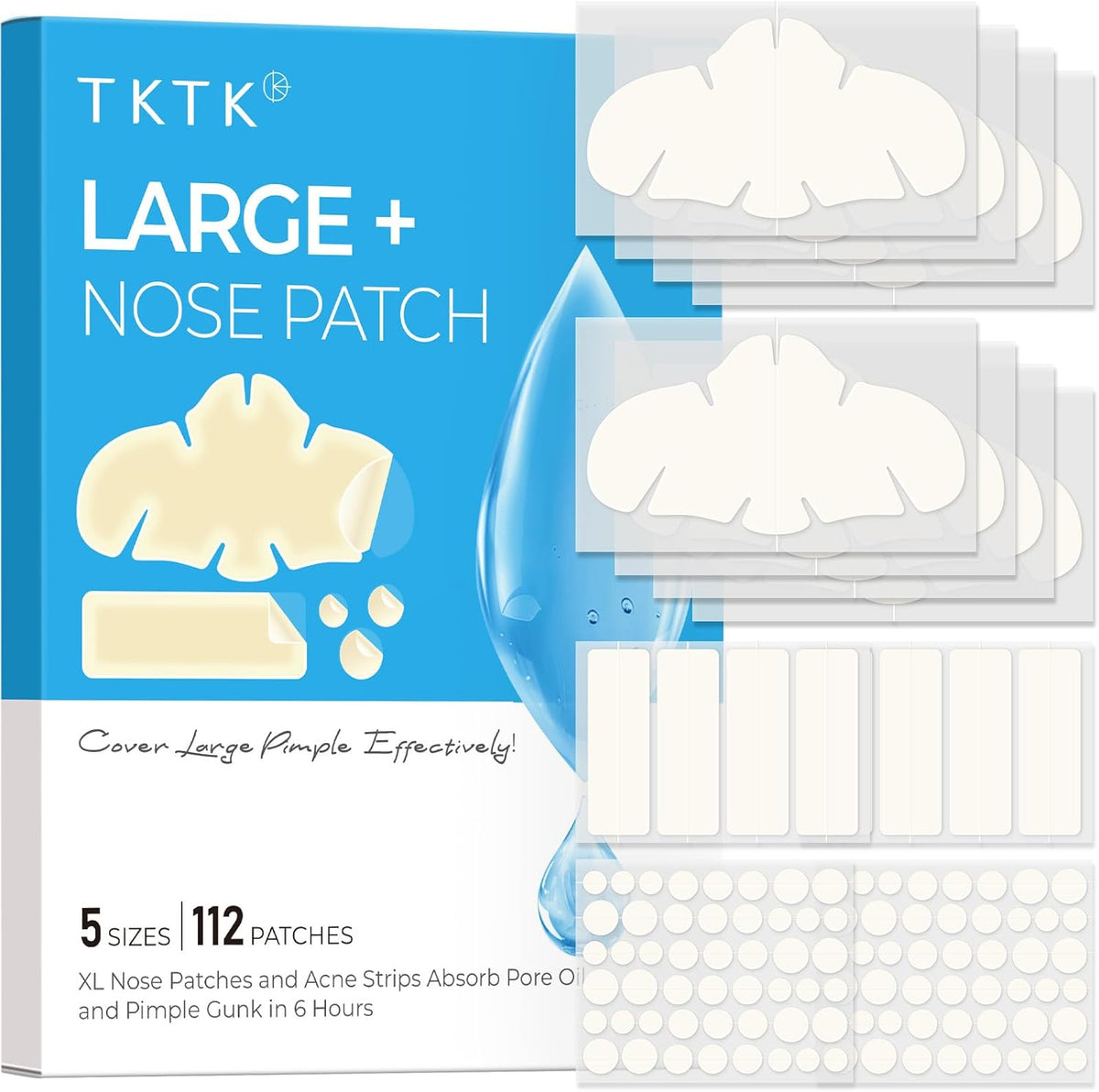TKTK Hydrocolloid Nose Patches front view showing the product packaging for acne care.