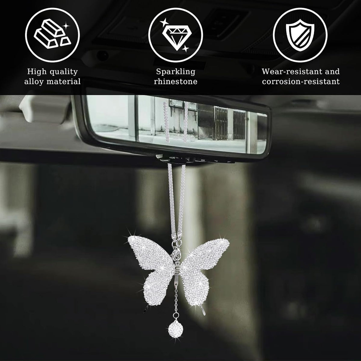 Crystal car hanging decoration hanging on a vehicle rear view mirror