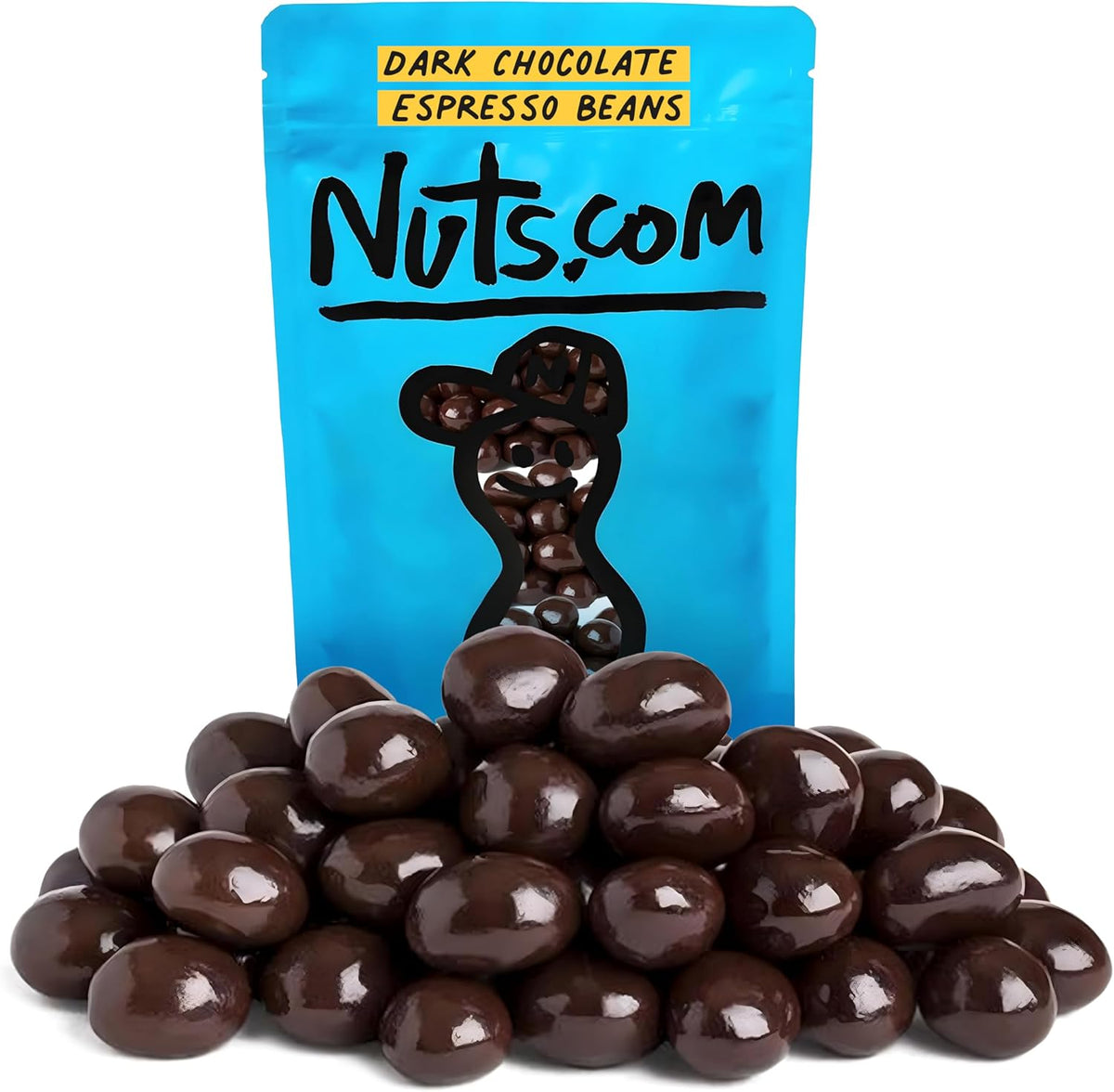 Nuts.com dark chocolate covered espresso beans front view