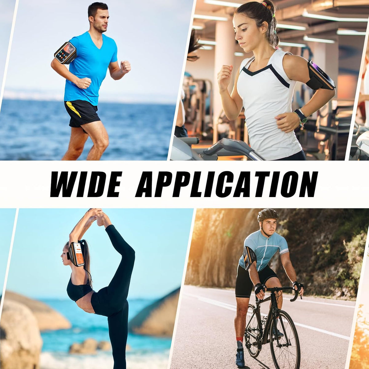 Lycra fabric workout phone holder showing breathable material texture