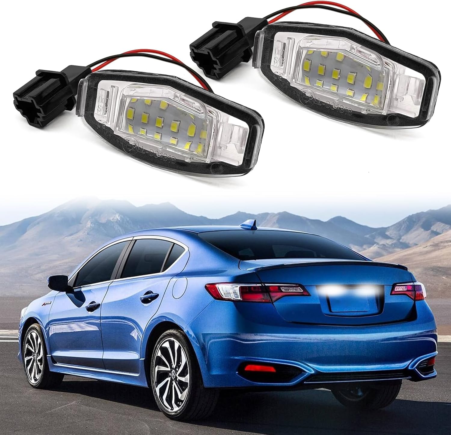 Vrasly 18-SMD LED license plate light set front view