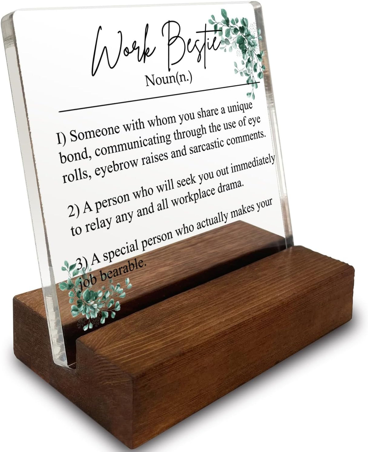 Vizuzi work bestie acrylic sign front view