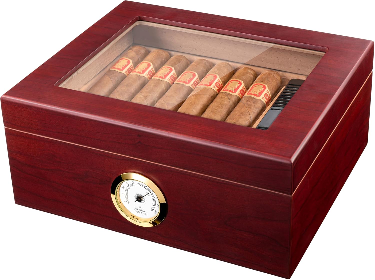 Mantello Cigars Royale Glass Top Desktop Cigar Humidor Front View