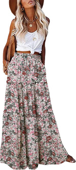 EARKOHA Womens Boho Maxi Skirt 2026 Summer Cruise Casual High Waist Tie Flowy Long Skirt with Pockets For Beach Vacation - Image 12