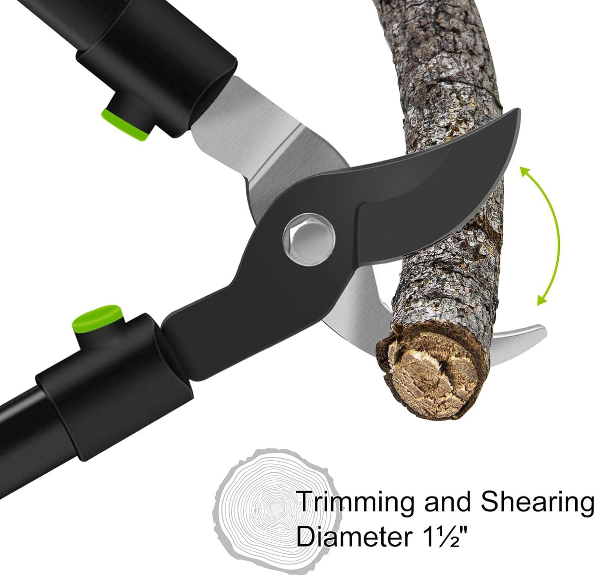 Twocorn branch cutter showing 1.5 inch capacity